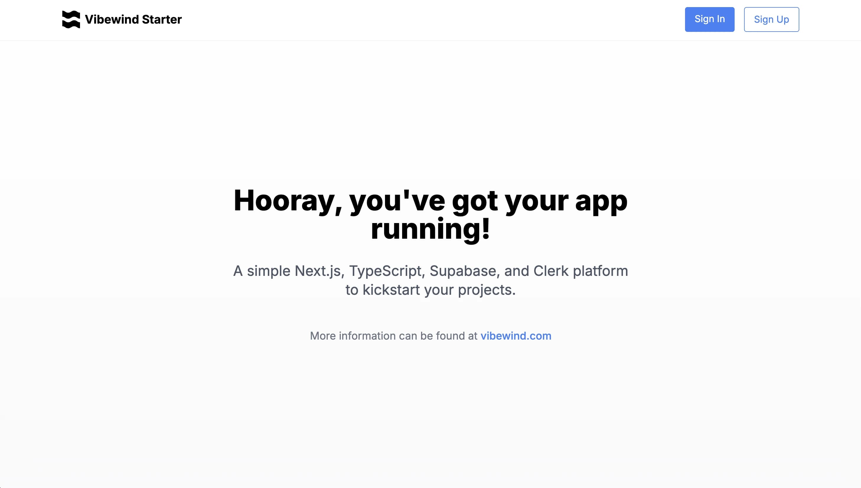 Screenshot of Vibewind Starter template